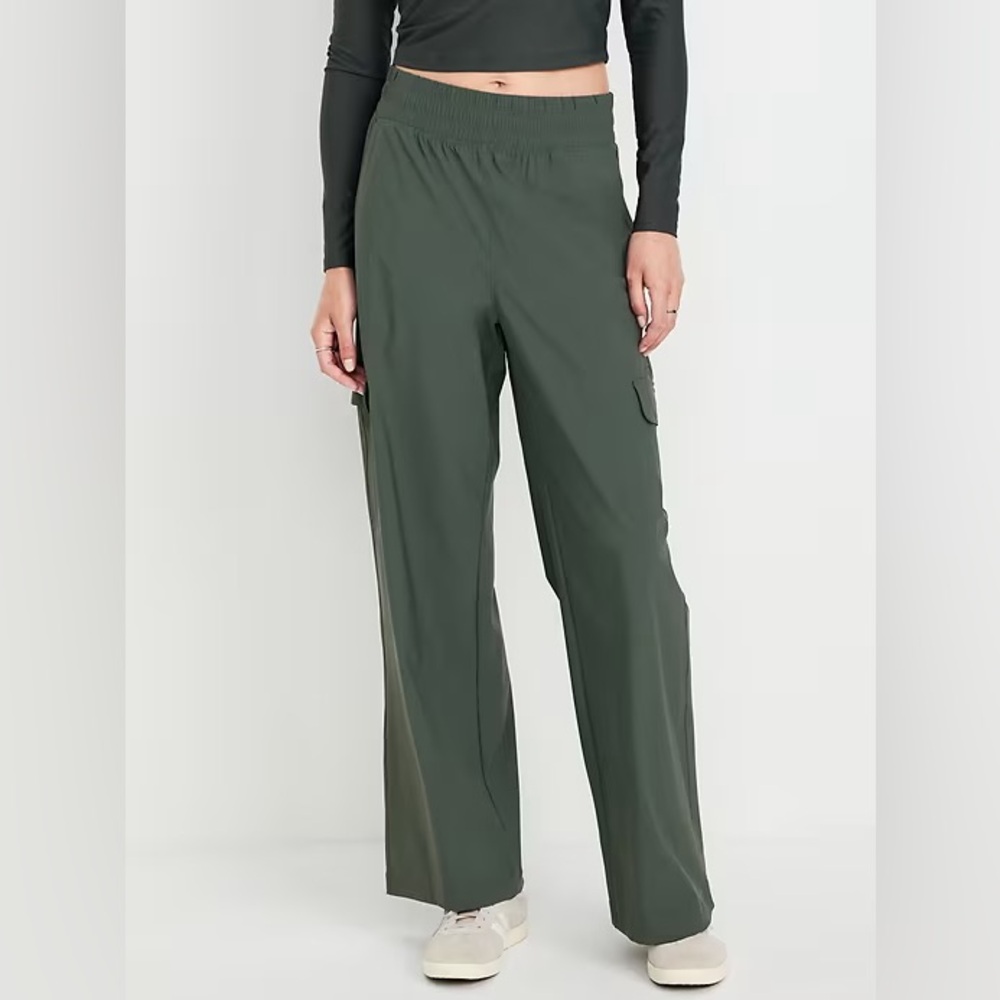 NEW! Old Navy Green High-Waisted SleekTech Wide-Leg Cargo Pants  - Small Tall🏸